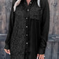 Black Sequin Splicing Pocket Buttoned Shirt Dress