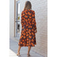 Orange Floral Print Faux Wrap Belted Dress - Sokayaa