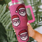 Rose Red Christmas Santa Claus Diamond Thermos Cup with Straw 40oz