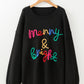 Black Tinsel Merry & Bright Round Neck Plus Size Sweater