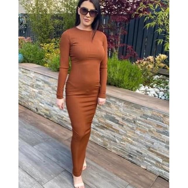 Bodycon Maxi Dress Copper - Sokayaa