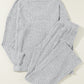 Light Grey Ribbed Knit V Neck Slouchy Two-piece Outfit