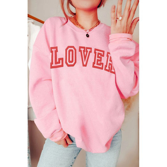 Pink LOVER Print Sweatshirt - Sokayaa