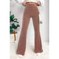Dusty Pink Solid Color High Waist Flare Trousers - Sokayaa