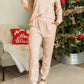 Apricot Christmas Tree Print Loose Fit Two Piece Pajama Set