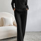 Black Ribbed Knit V Neck Slouchy Two-piece Outfit