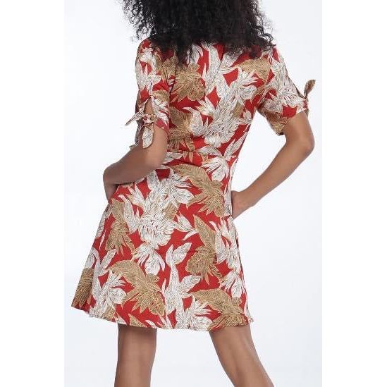 Tie Sleeve Wrap Dress - Sokayaa