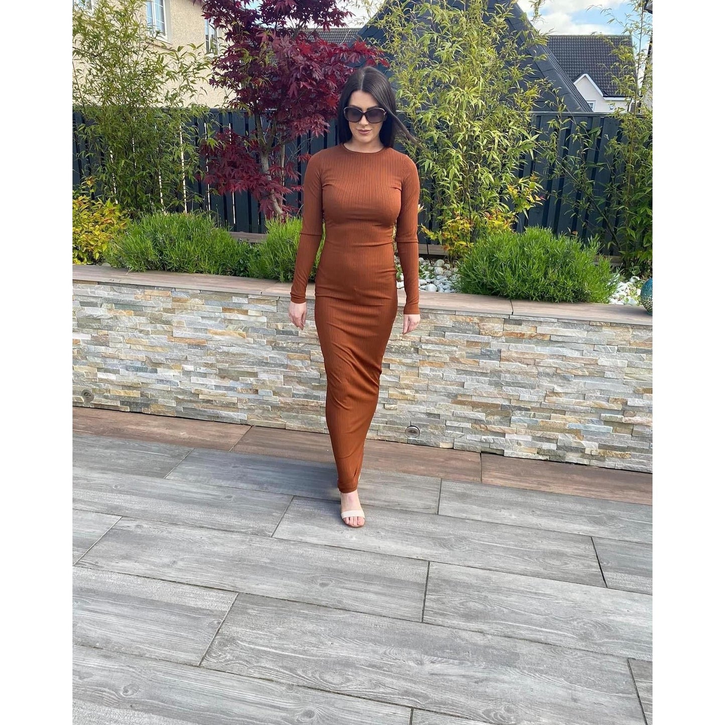 Bodycon Maxi Dress Copper - Sokayaa