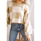 Beige Checkered Bishop Sleeve Sweater Jumper