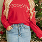 Fiery Red Pearl Beaded Merry Casual Sweater