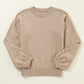 Smoke Gray Pearled Drop Shoulder Round Neck Sweater