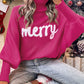 Rose Merry Letter Embroidered High Neck Sweater