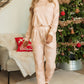 Apricot Christmas Tree Print Loose Fit Two Piece Pajama Set