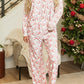 Pink Santa Claus Striped Print Loose Fit Two Piece Lounge Set