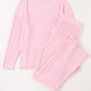 Light Pink Ribbed Knit V Neck Slouchy Two-piece Outfit