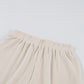 Beige Corded V Neck Slouchy Top Pocketed Shorts Set