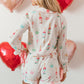 White Christmas Wine Glass Print Bow Knot Two Piece Pajama Set