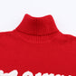 Red Merry Letter Embroidered High Neck Sweater