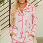 Pink Christmas Candy Cane Print Shirt and Shorts Pajama Set