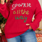 Racing Red Sparkle All The Way Tinsel Crew Neck Plus Size Sweater