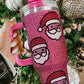 Rose Red Christmas Santa Claus Diamond Thermos Cup with Straw 40oz