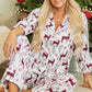 White Christmas Printed Shirt and Pants Pajama Set