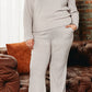 Parchment Plus Size Ribbed V Neck Pullover and Pants Set