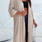 Apricot Sequin 3/4 Sleeve Open Front Duster Kimono