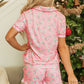 Pink Christmas Candy Cane Print Pocketed Knotted Pajama Set