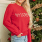 Fiery Red Pearl Beaded Merry Casual Sweater