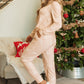 Apricot Christmas Tree Print Loose Fit Two Piece Pajama Set