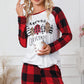 Fiery Red Plaid Merry Christmas Graphic Loungewear Set