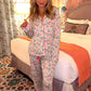 Multicolour Floral Christmas Pajamas Set