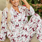 White Christmas Printed Shirt and Pants Pajama Set