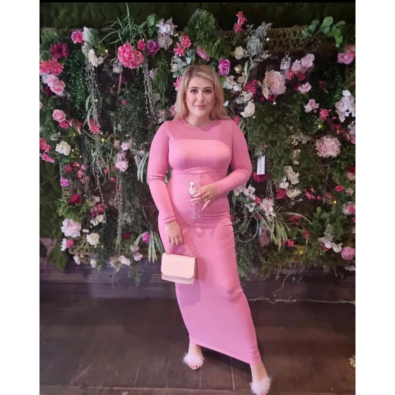 Bodycon Maxi Dress Pink - Sokayaa